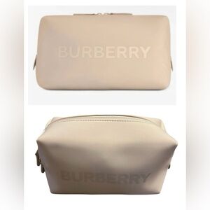 Burberry Logo Clutch Toiletry Bag Light Cosmetic Pouch Travel Case Vacation